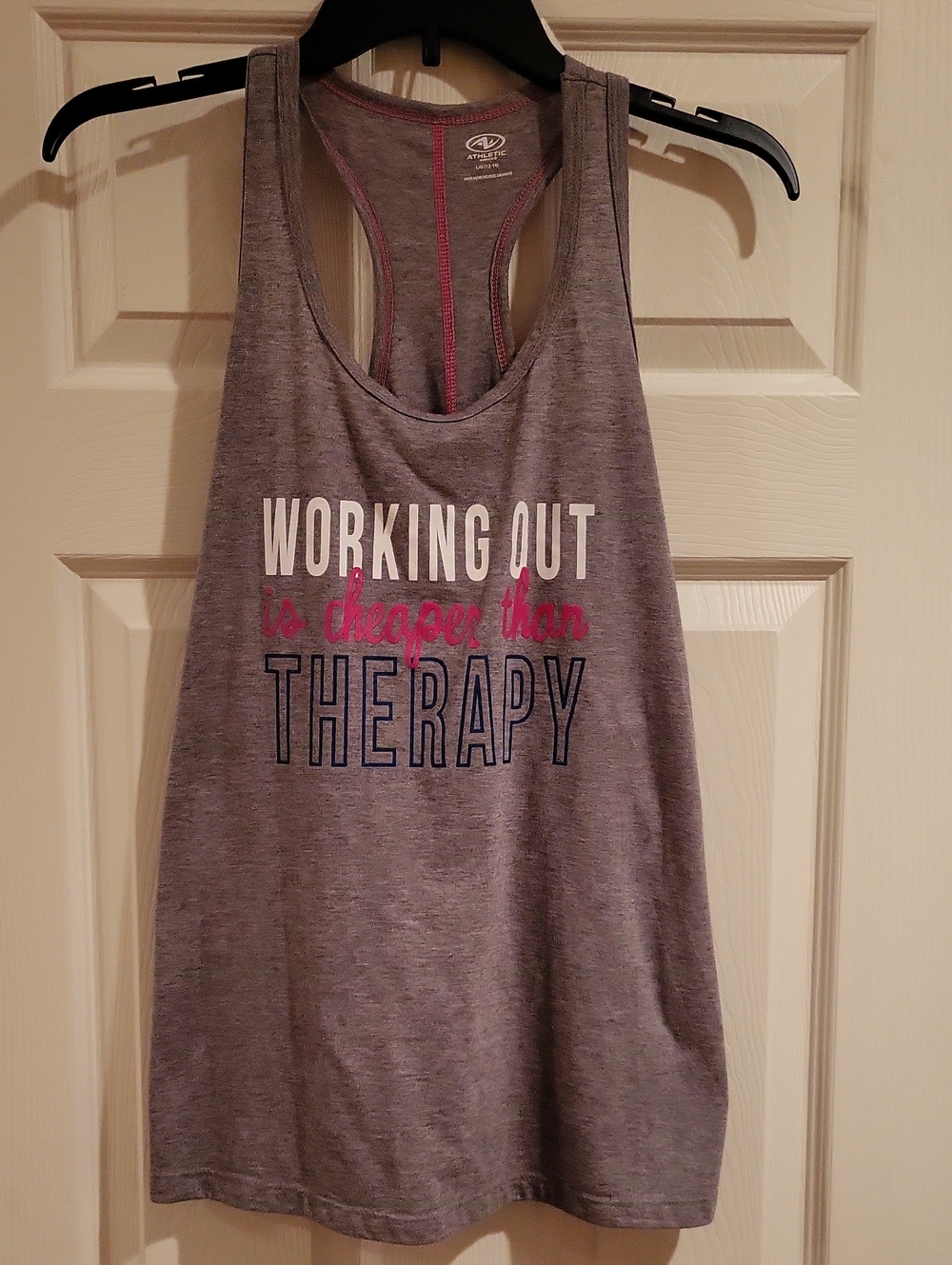 Athletic Works Graphic Racerback Workout Tank Top Gray Size Large